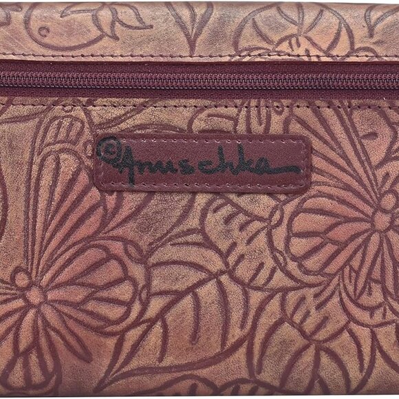 Women’s Hand-Painted Genuine Leather RFID Blocking Accordion Flap Wallet - Picture 2 of 4